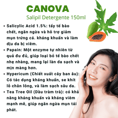 Gel rửa mặt ngừa mụn Canova Salipil Detergente Sifarma giúp loại bỏ bụi bẩn, tế bào chết, làm giảm và ngăn ngừa mụn (150ml)
