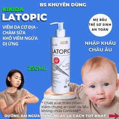Nhũ tương bôi Latopic Probiotic Emollient Active Body Emulsion viêm da cơ địa chàm sữa, làm dịu da, giảm ngứa, giảm khô (250ml)