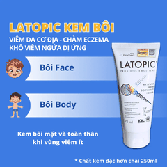 Nhũ tương bôi Latopic Probiotic Emollient Active Body Emulsion viêm da cơ địa chàm sữa, làm dịu da, giảm ngứa, giảm khô (250ml)