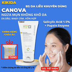 Gel rửa mặt ngừa mụn Canova Salipil Detergente Sifarma giúp loại bỏ bụi bẩn, tế bào chết, làm giảm và ngăn ngừa mụn (150ml)