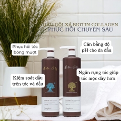 Dầu Gội Xả Pasiori Biotin Collagen Hair Repair phục hồi tóc hư tổn giảm rụng và kích thích mọc tóc 1000ml