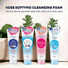 Sữa rửa mặt Kose Softymo Cleansing Foam Nhật Bản sạch sâu cấp ẩm cho da khô da dầu mụn 190g 60g