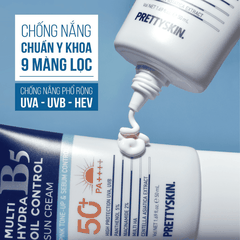 Kem chống nắng nâng tone Prettyskin Multi Hydra B5 Treatment Sun Cream dành cho da dầu mụn SPF50+ 50ml