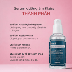 Serum dưỡng ẩm Klairs Rich Moist Soothing cấp ẩm phục hồi ngăn ngừa lão hoá da Hàn Quốc 80ml 