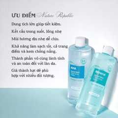 Nước tẩy trang Nature Republic Cleansing Water tẩy trang mắt môi trang điểm da dầu mụn da nhạy cảm da khô 500ml