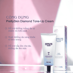 Kem nâng tone PrettySkin Diamond Tone-Up Cream dưỡng trắng da mặt và da body lót nâng tông trắng mịn 100ml