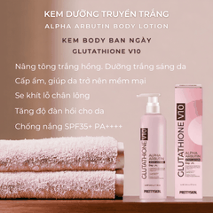 Kem dưỡng trắng body Prettyskin Lotion dưỡng thể chống lão hóa làm trắng da cấp tốc Glutathione và Retinol B5