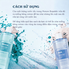 Nước tẩy trang Nature Republic Cleansing Water tẩy trang mắt môi trang điểm da dầu mụn da nhạy cảm da khô 500ml