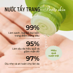 Nước tẩy trang Prettyskin tẩy trang rau má dịu nhẹ sạch sâu và B5 phục hồi da Pretty Skin Hàn Quốc 500ml