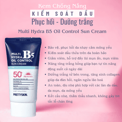 Kem chống nắng nâng tone Prettyskin Multi Hydra B5 Treatment Sun Cream dành cho da dầu mụn SPF50+ 50ml