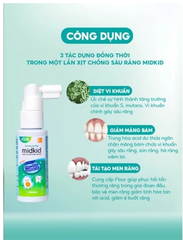 Xịt chống sâu răng Midkid vị nho 30ml chính hãng cho bé từ 1 tuổi nuốt an toàn