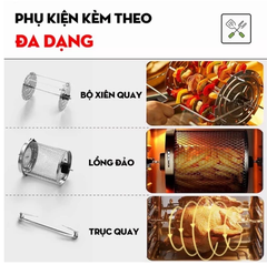 Nồi Chiên Không Dầu Nineshield 12.5L KB-1202 Nướng Nguyên Con Gà Gần 3 Cân Bảo Hành 12 Tháng