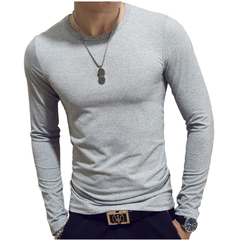 Áo thun nam tay dài màu trơn đơn giản cổ tròn mùa xuân thu dành cho nam giới trẻ tuổi