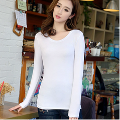 Quần áo nữ mới 2025 áo thun nữ tay dài màu đen trắng mùa xuân quần áo thu áo thun nữ quần áo lụa sữa ôm sát ebay