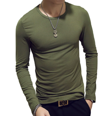 Áo thun nam tay dài màu trơn đơn giản cổ tròn mùa xuân thu dành cho nam giới trẻ tuổi