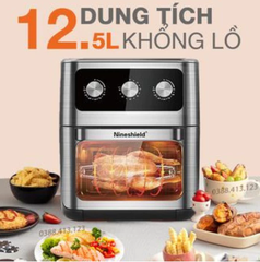 Nồi Chiên Không Dầu Nineshield 12.5L KB-1202 Nướng Nguyên Con Gà Gần 3 Cân Bảo Hành 12 Tháng