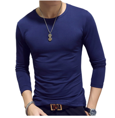 Áo thun nam tay dài màu trơn đơn giản cổ tròn mùa xuân thu dành cho nam giới trẻ tuổi