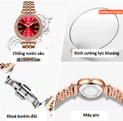 Đồng Hồ Nữ Peodagar Mặt Tròn Đính Đá Đeo tay sang trọng