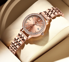 Đồng Hồ Nữ Peodagar Mặt Tròn Đính Đá đeo tay sang trọng