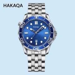 Đồng hồ đeo tay nam HAKAQA mặt tròn 466 - dây trắng mặt xanh
