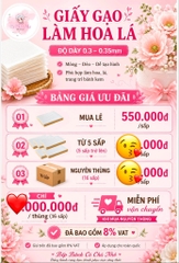 Giấy Gạo Làm hoa lá Dày 0.35mm – Khổ A4 – Tệp 100 Tờ – Trang Trí Bánh Sinh Nhật, Bánh Cưới, In Hình Bánh Kem
