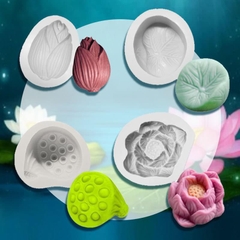 Khuôn Silicon Bộ 4 khuôn sen làm thành phẩm trôi nước, rau câu