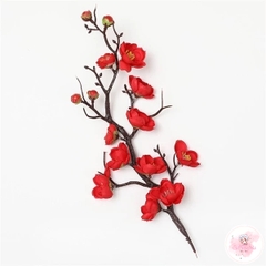 Cành đào đỏ, hồng 30cm - phụ kiện trang trí bánh kem tết