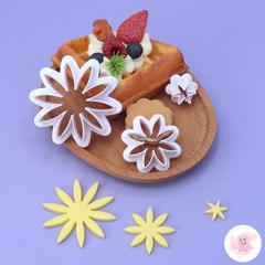 Khuôn nhấn nhựa tạo hình bánh quy, bánh bao mèo Kitty, chữ nhật, 7 châu lục, 3 hoa cúc