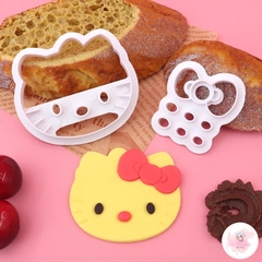 Khuôn nhấn nhựa tạo hình bánh quy, bánh bao mèo Kitty, chữ nhật, 7 châu lục, 3 hoa cúc