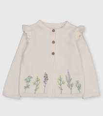 Áo cardigan trắng ngà / hoa nhí