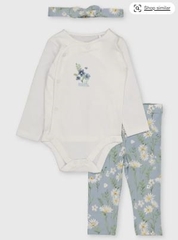 Bodysuit trắng ngà / cúc họa mi