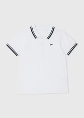 Áo polo trắng / viền kẻ