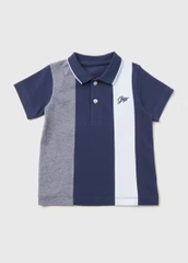 Áo polo navy / kẻ xám, trắng