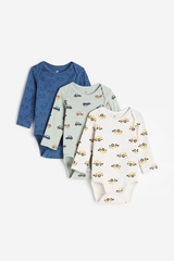 Bodysuit (3 bộ) xanh lá nhạt / ô tô