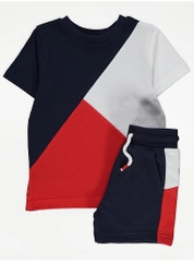 Set cộc tay đỏ, navy, trắng