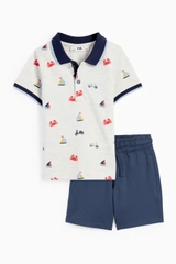Set polo xám nhạt / thuyền buồm