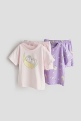 Set cộc tay (2 bộ) hồng nhạt / kỳ lân
