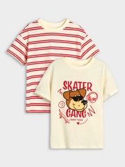 Áo phông (2 áo) be / Skater Gang