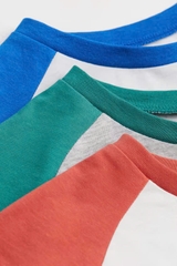 Áo phông (3 áo) raglan đỏ, xanh lá, xanh biển