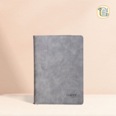 Sổ tay B5 kẻ ngang DIARY bìa da PU  70gsm, 220 trang, cài bút