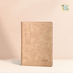 Sổ tay B5 kẻ ngang DIARY bìa da PU  70gsm, 220 trang, cài bút
