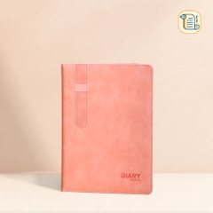 Sổ tay B5 kẻ ngang DIARY bìa da PU  70gsm, 220 trang, cài bút