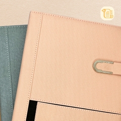 Sổ tay B5 kẻ ngang bìa da vân vải khuy từ nam châm 70gsm, 200 trang, cài bút, để thẻ
