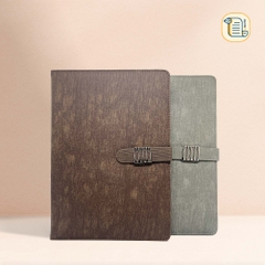 Sổ tay B5 kẻ ngang bìa da khuy từ hình chữ nhật họa tiết 70gsm, 200 trang