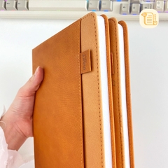 Sổ tay B5 kẻ ngang bìa da vân vải 70gsm, 200 trang, cài bút, để thẻ