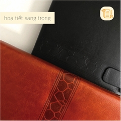 Sổ tay B5 kẻ ngang bìa da HỌA TIẾT 70gsm, 200 trang, cài bút, để thẻ
