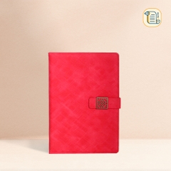 Sổ tay B5 kẻ ngang khuy cài họa tiết bìa da PU vân vải  70gsm, 200 trang, cài bút