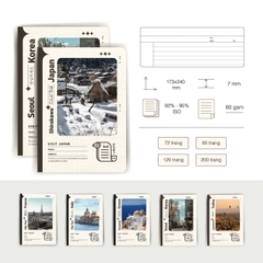 Vở kẻ ngang WORLD TRAVEL 72-200 Trang, 60gsm