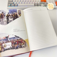 HÀNG ĐẶT Sổ A5 kẻ ngang bìa da ép kim logo 70gsm,200 trang