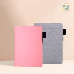 Sổ tay A5 kẻ ngang bìa da vân vải  70gsm, 200 trang, cài bút, để thẻ